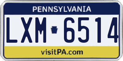 PA license plate LXM6514