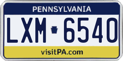 PA license plate LXM6540