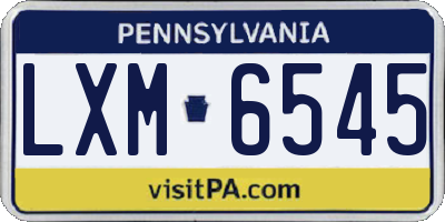 PA license plate LXM6545