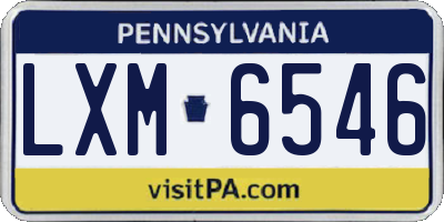 PA license plate LXM6546