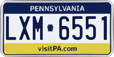 PA license plate LXM6551