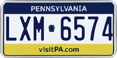 PA license plate LXM6574
