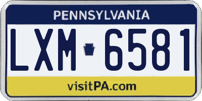 PA license plate LXM6581