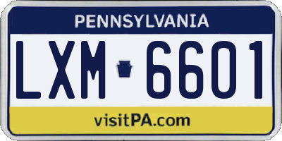 PA license plate LXM6601