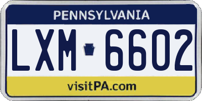 PA license plate LXM6602