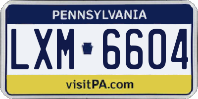 PA license plate LXM6604