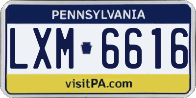 PA license plate LXM6616