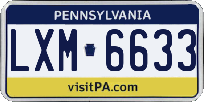 PA license plate LXM6633