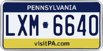 PA license plate LXM6640