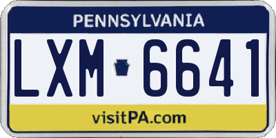 PA license plate LXM6641
