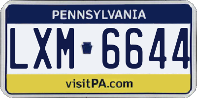 PA license plate LXM6644