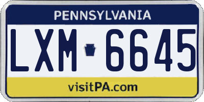 PA license plate LXM6645