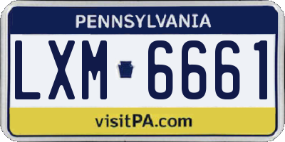 PA license plate LXM6661