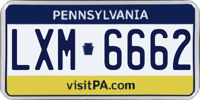 PA license plate LXM6662