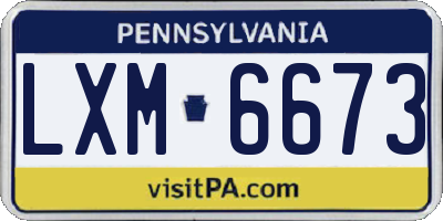 PA license plate LXM6673