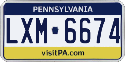 PA license plate LXM6674