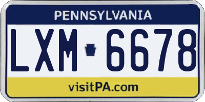 PA license plate LXM6678