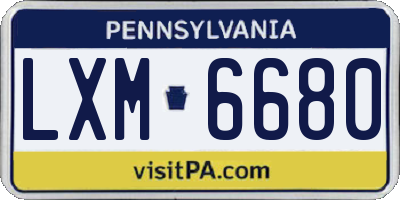 PA license plate LXM6680