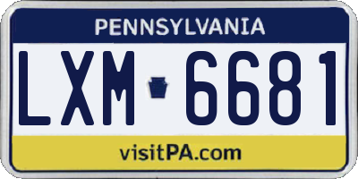 PA license plate LXM6681