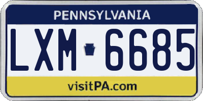 PA license plate LXM6685