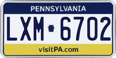 PA license plate LXM6702