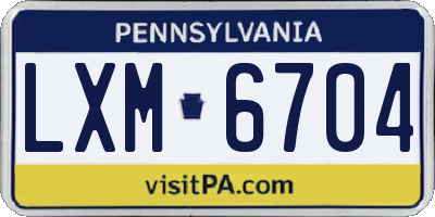 PA license plate LXM6704