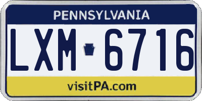 PA license plate LXM6716