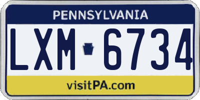 PA license plate LXM6734