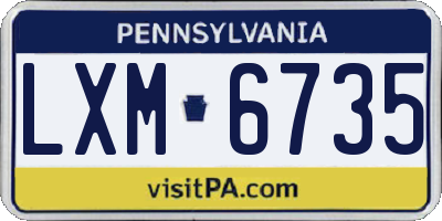 PA license plate LXM6735