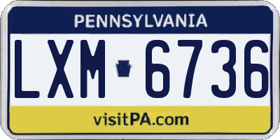 PA license plate LXM6736