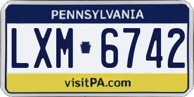 PA license plate LXM6742