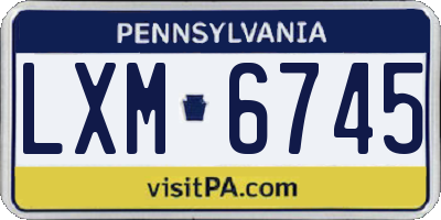 PA license plate LXM6745