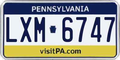 PA license plate LXM6747