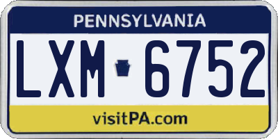 PA license plate LXM6752