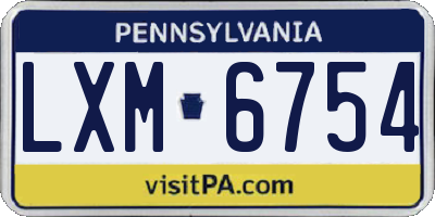 PA license plate LXM6754