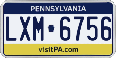 PA license plate LXM6756