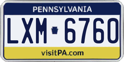 PA license plate LXM6760