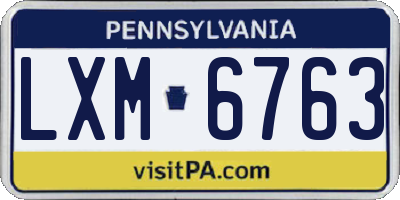 PA license plate LXM6763