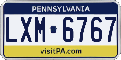 PA license plate LXM6767
