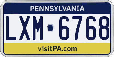 PA license plate LXM6768