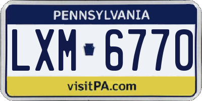 PA license plate LXM6770