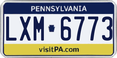 PA license plate LXM6773
