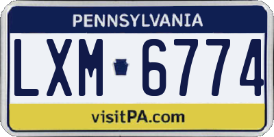 PA license plate LXM6774