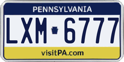 PA license plate LXM6777