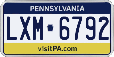 PA license plate LXM6792