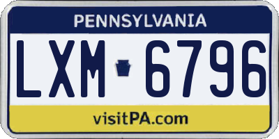 PA license plate LXM6796