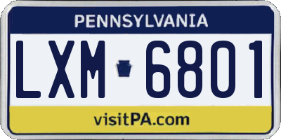 PA license plate LXM6801