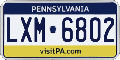 PA license plate LXM6802
