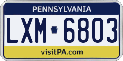 PA license plate LXM6803