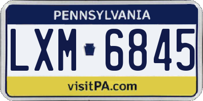 PA license plate LXM6845